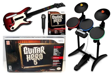 Includes guitar controller, controller batteries and guitar controller dongle. . Guitar hero set